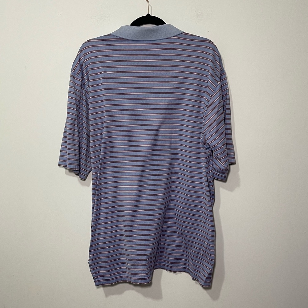 Peter Millar men's blue red striped Short Sleeve Striped polo shirt in size XL - Picture 6 of 7
